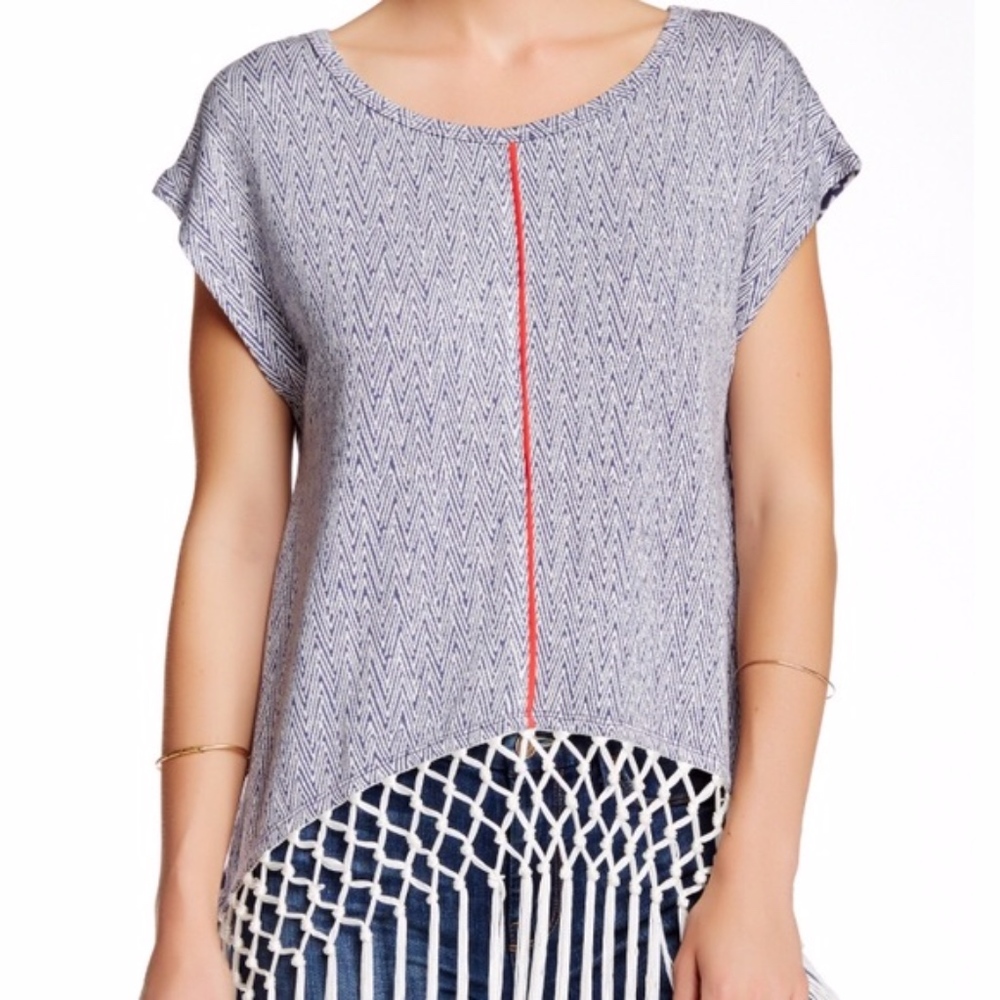 Tart Chastity Blouse Macrame & Fringe Top blue